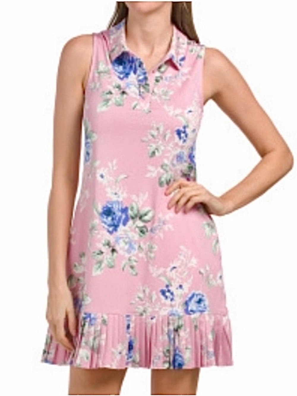 LAURA ASHLEY Golf & Tennis Floral Collared Sleeveless Dress w/ Shorts sz L